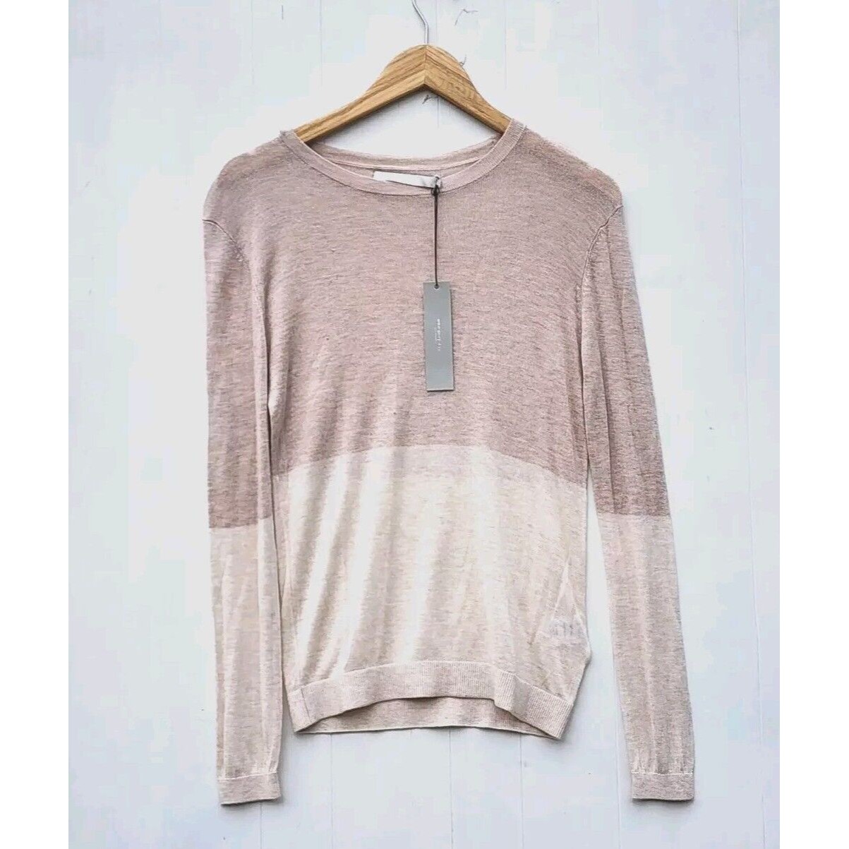 One Grey Day Women's Brown Beige Long Sleeve Fine Lightweight Sweater Sz S